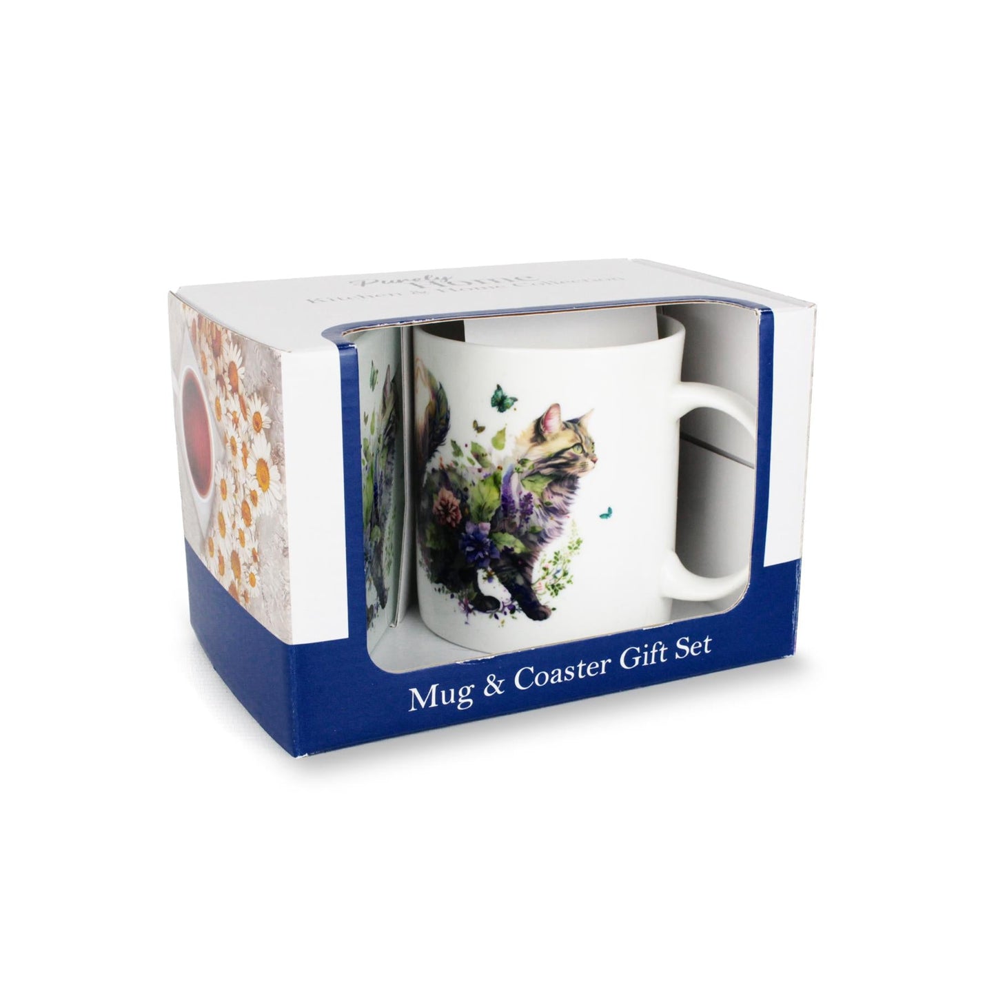 Foliage Cat Mug & Coaster Gift Set