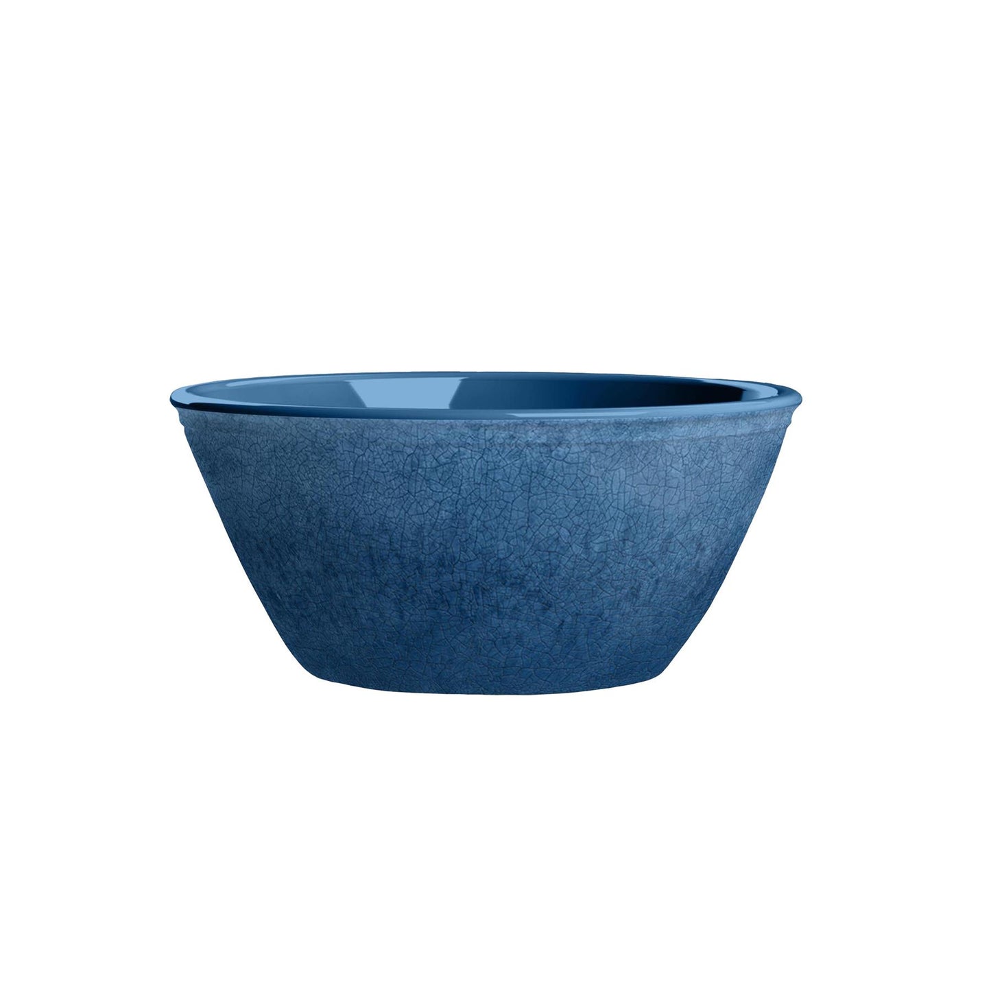 Indigo Melamine Bowl with cracked reactive glaze finish and smooth interior