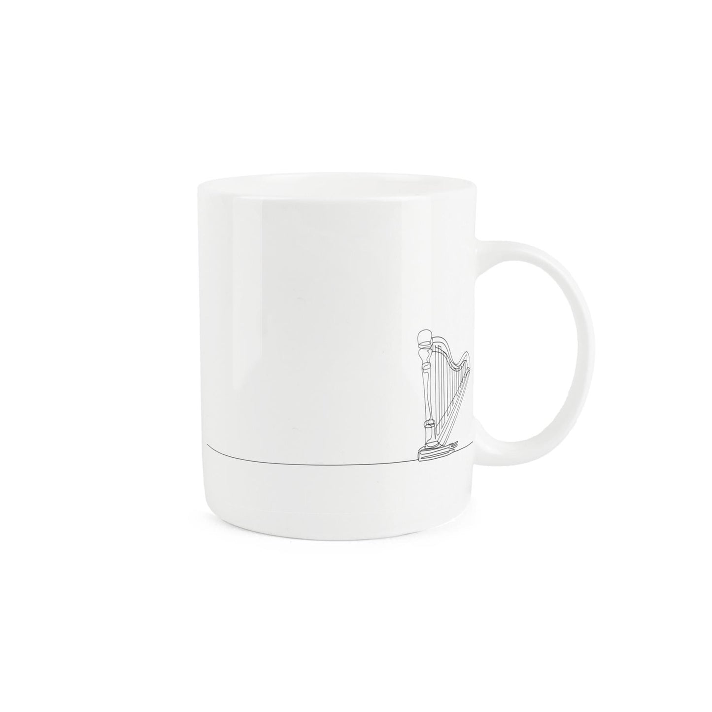 Lovely bone china mug with a flute drawing.