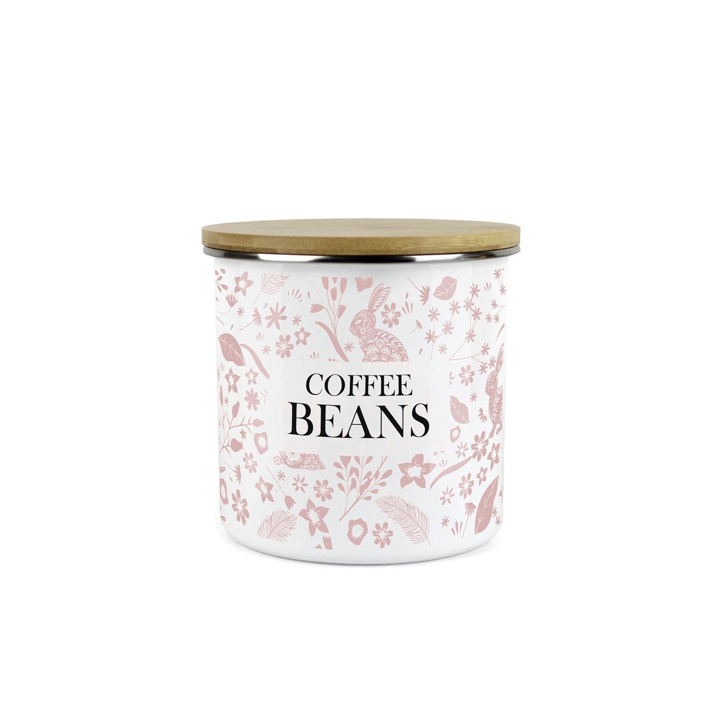 Wild Rabbits Coffee Beans Storage Canister - Pink Enamel Food/Drink Container
