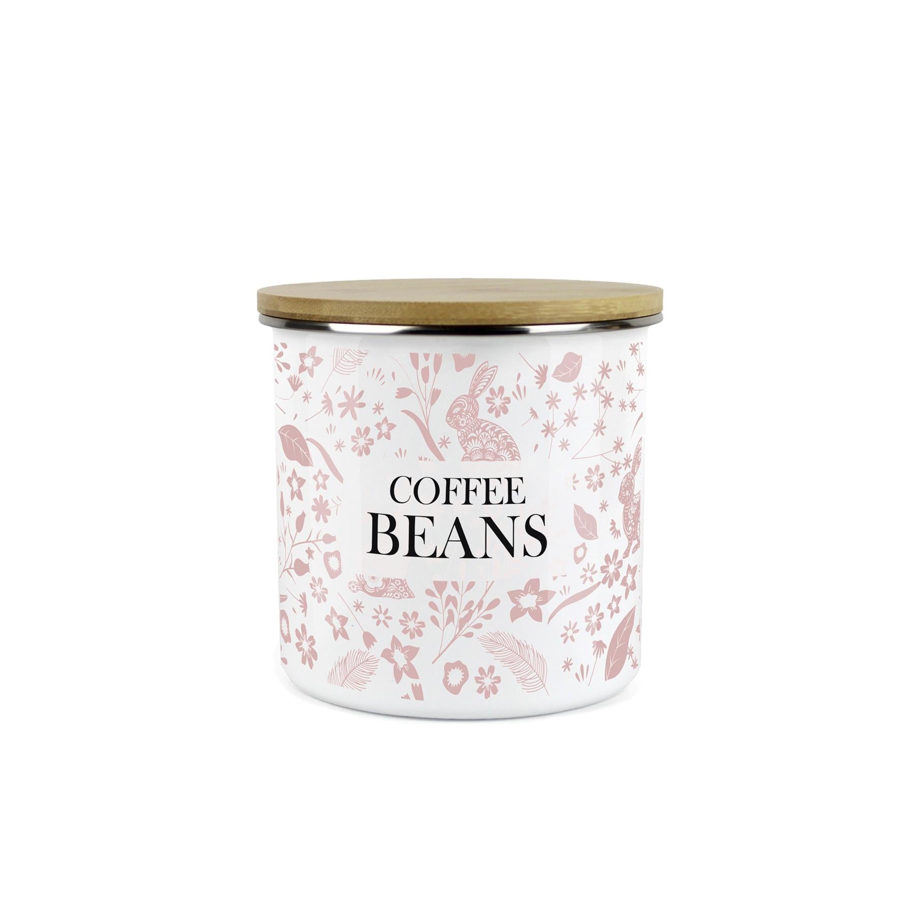Wild Rabbits Coffee Beans Storage Canister - Pink Enamel Food/Drink Container