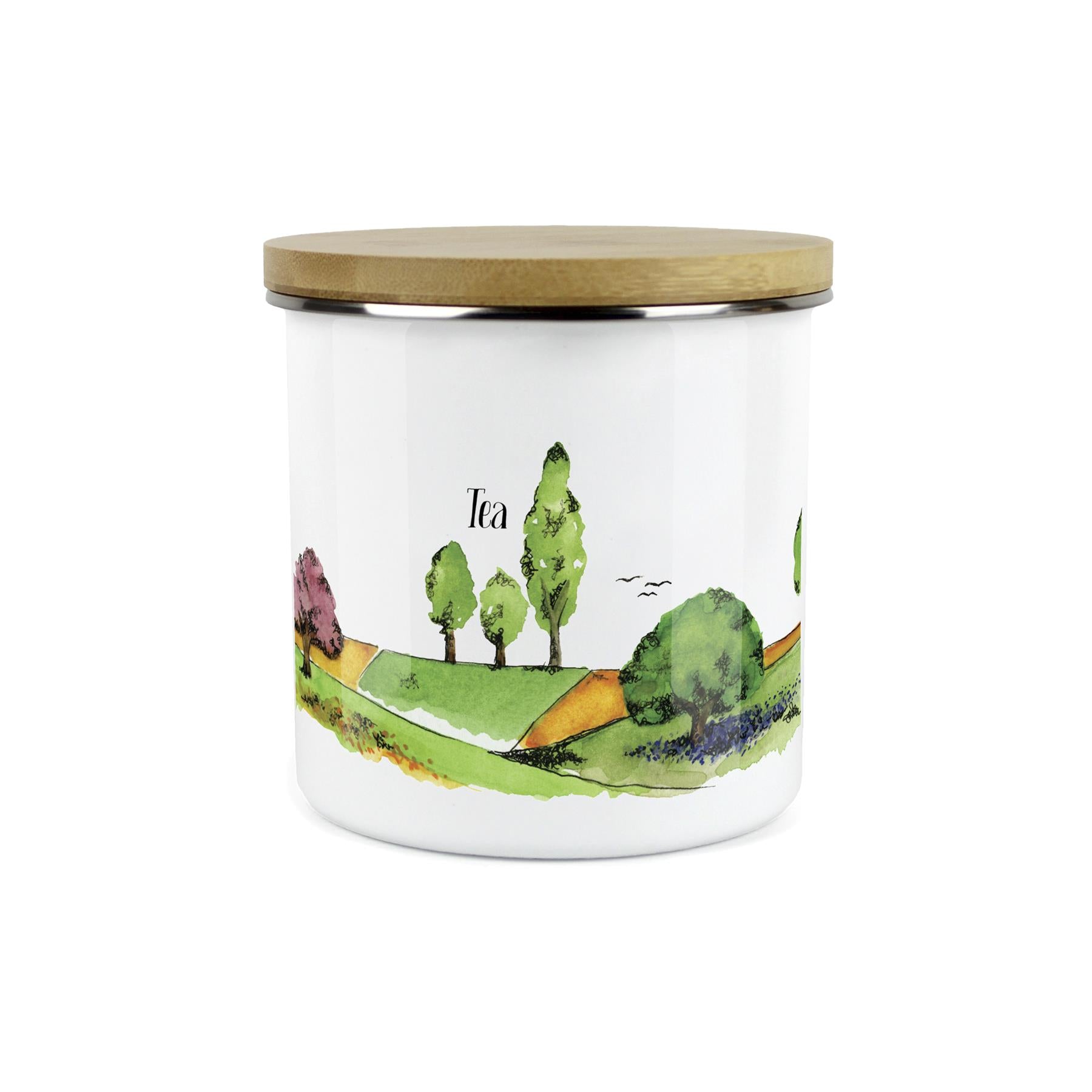 Seasonal Spring-Time Inspired Tea Storage Canister - Kitchen Enamel Container
