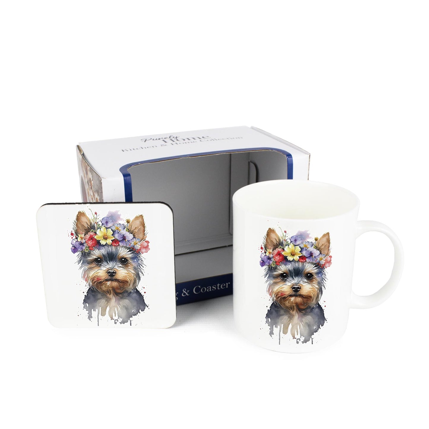 Flower Crown Pets Mug & Coaster Gift Set