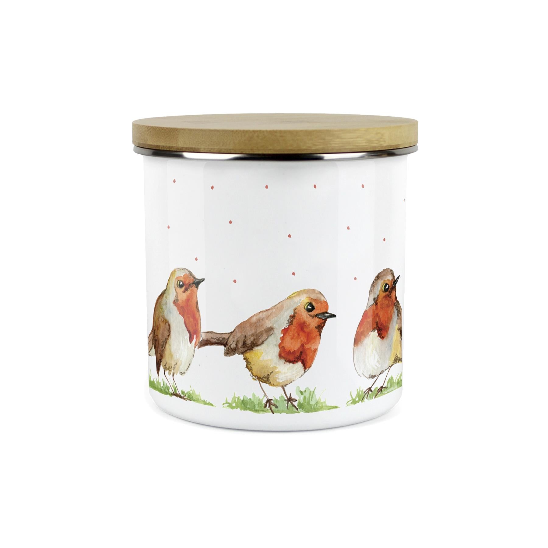 Storage Canister - Robins Watercolour Painted Kitchen Storage Jar