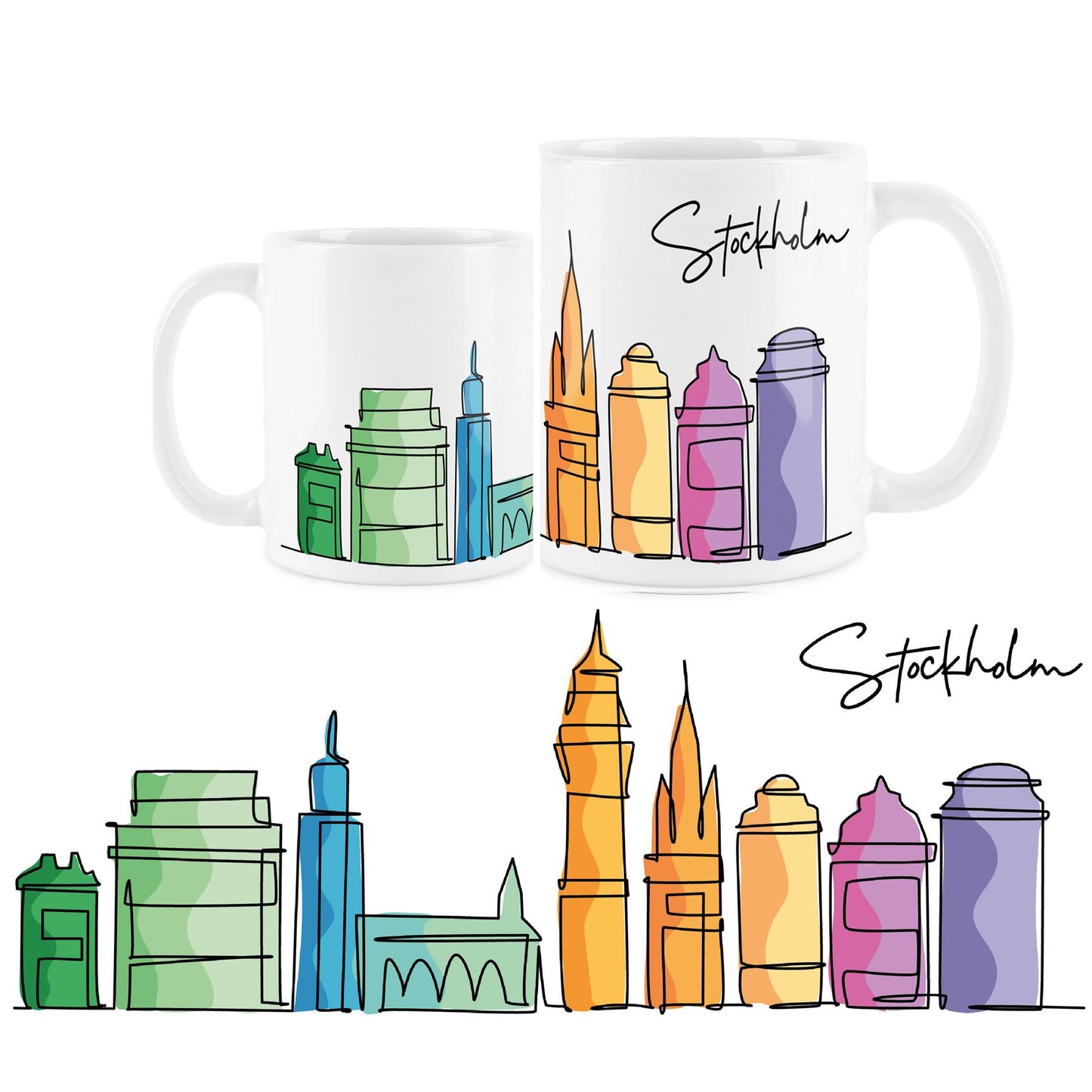 Colourful City Skyline Mug
