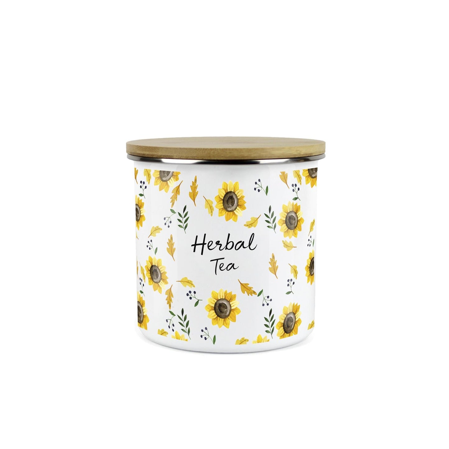 Herbal Tea Storage Canister - Sunflowers Yellow Kitchen Storage Jar
