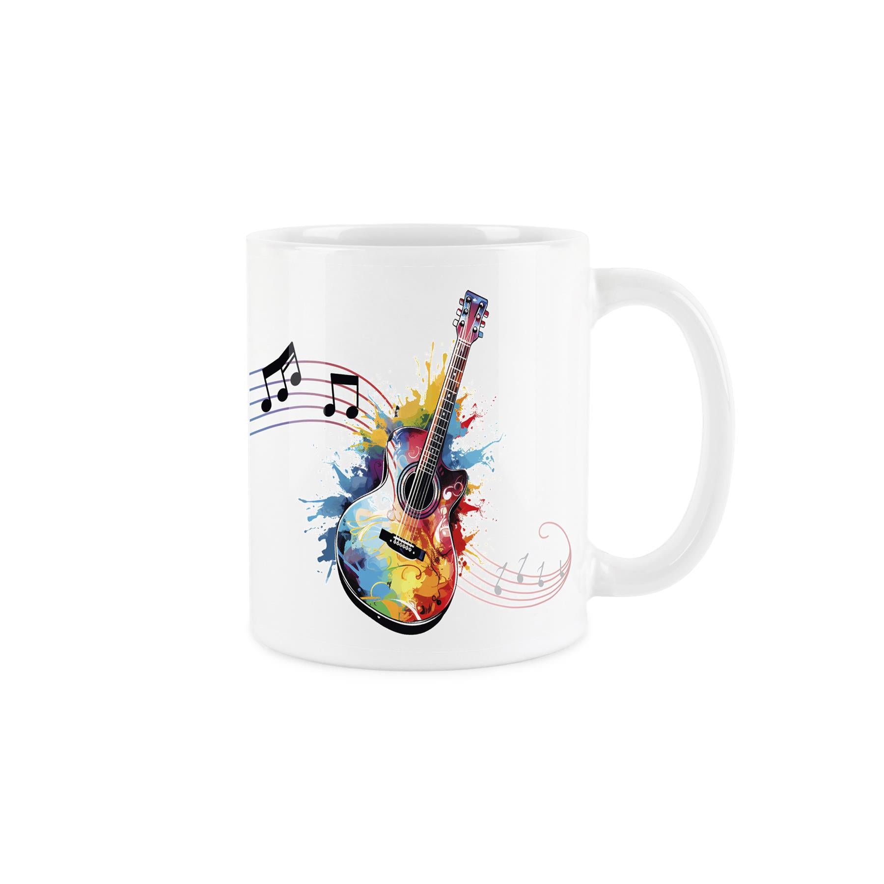 Illustrative rainbow colour design of cello on a ceramic mug