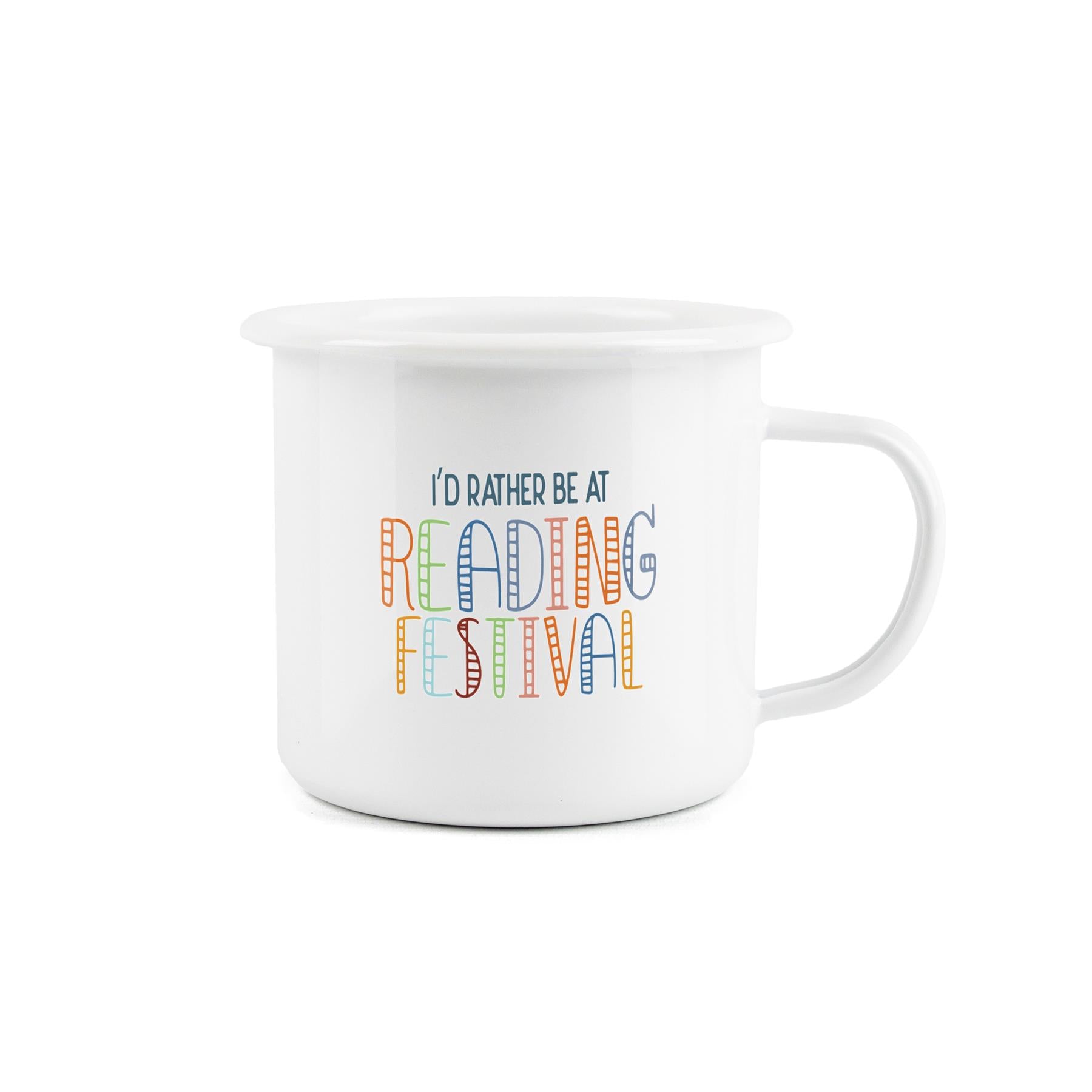 Fun novelty mug expressing a desire to be at Reading Festival, perfect for outdoor activities.
