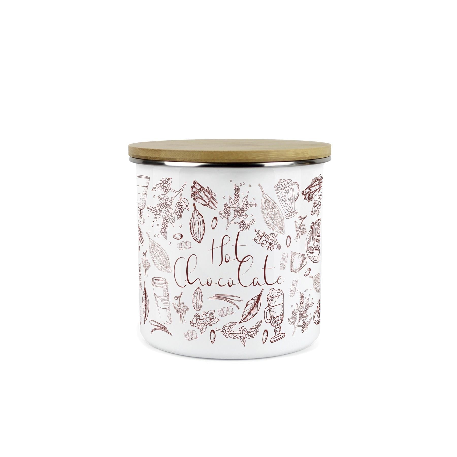 Enamel Rustic Hot Chocolate Storage Canister Kitchen Cocoa Jar