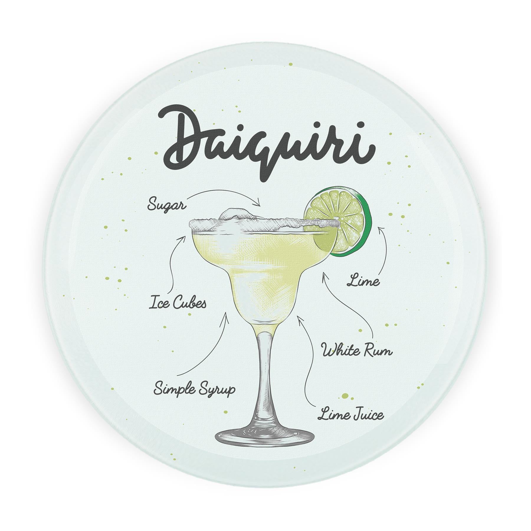 Daiquiri Cocktails Round Glass Serving Board - Chopping Board Worktop Saver