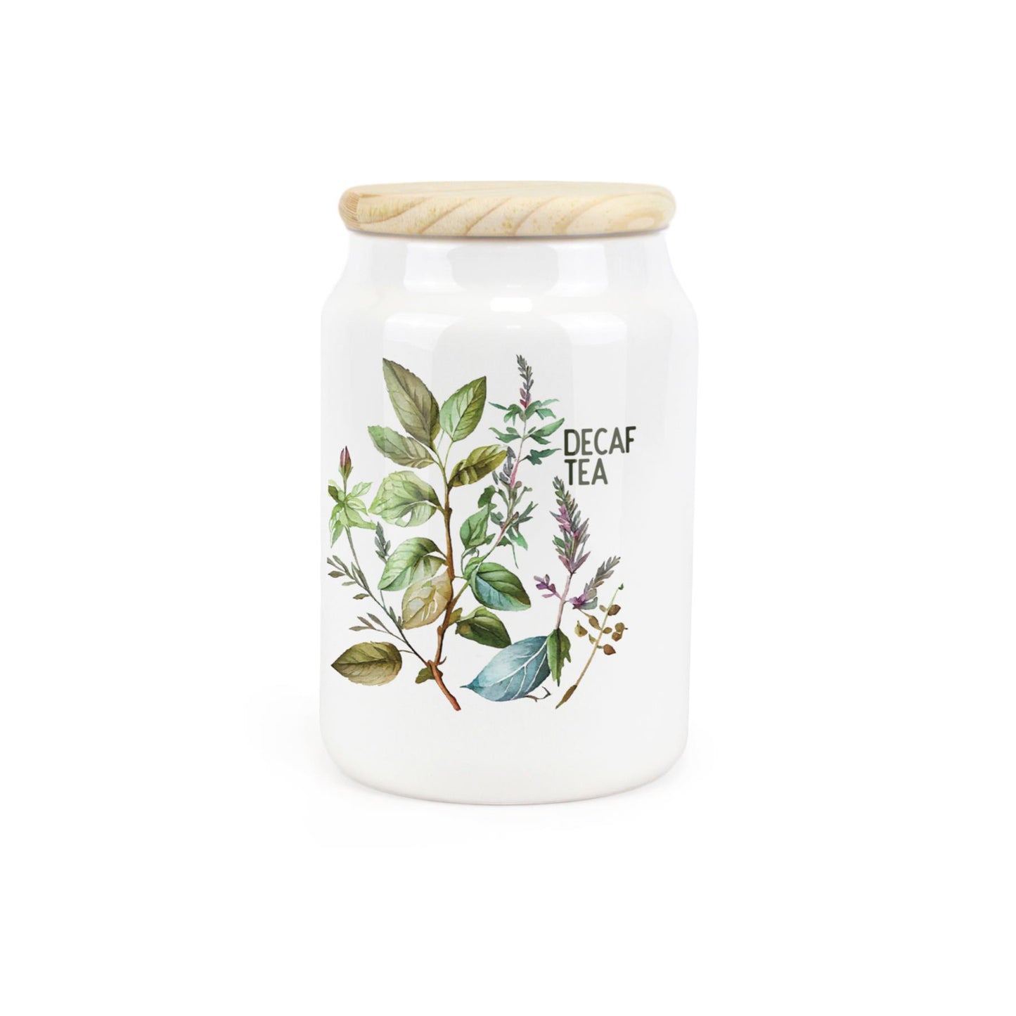 Watercolour Herbs Ceramic Canister