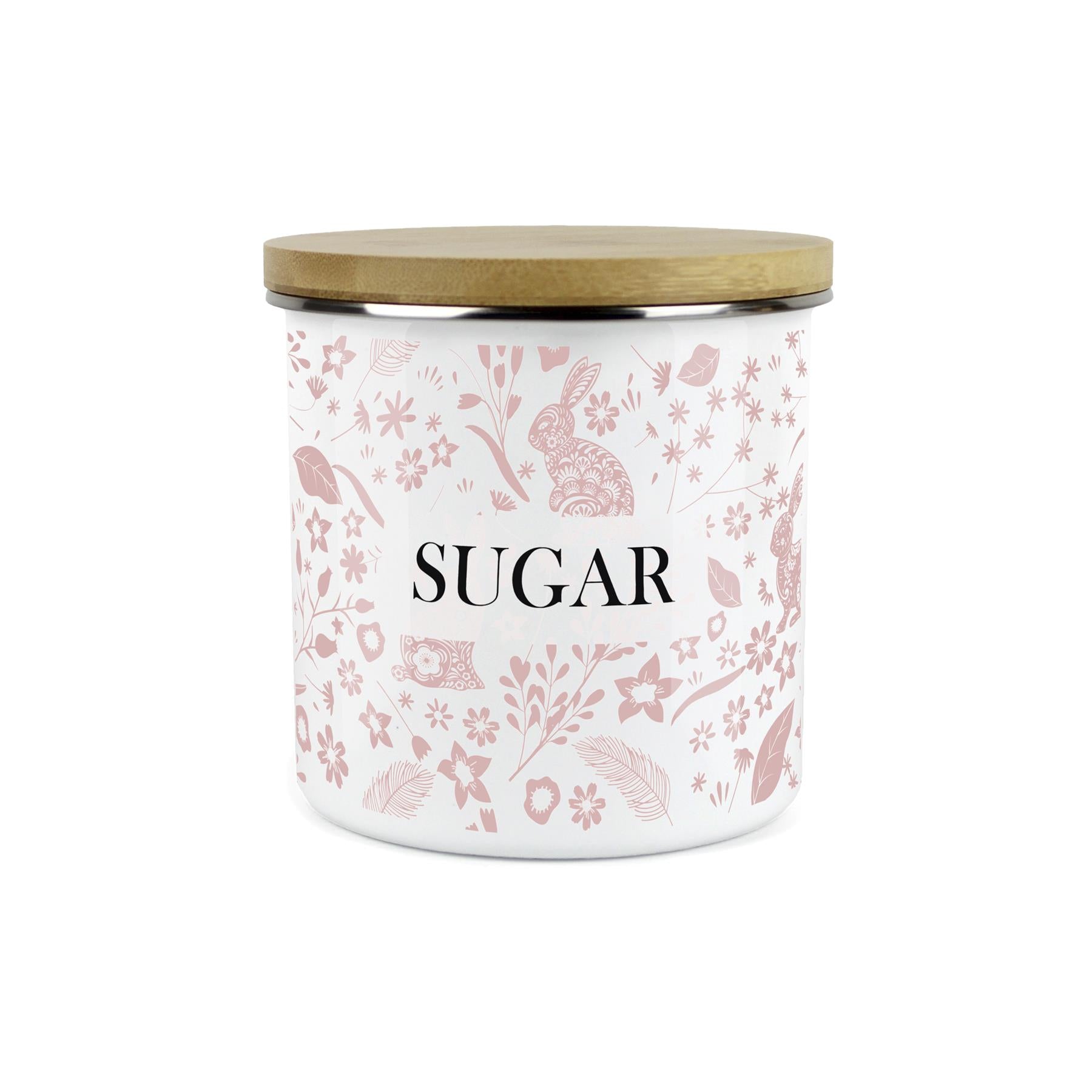 Wild Rabbits Sugar Storage Canister - Pink Enamel Food/Drink Container