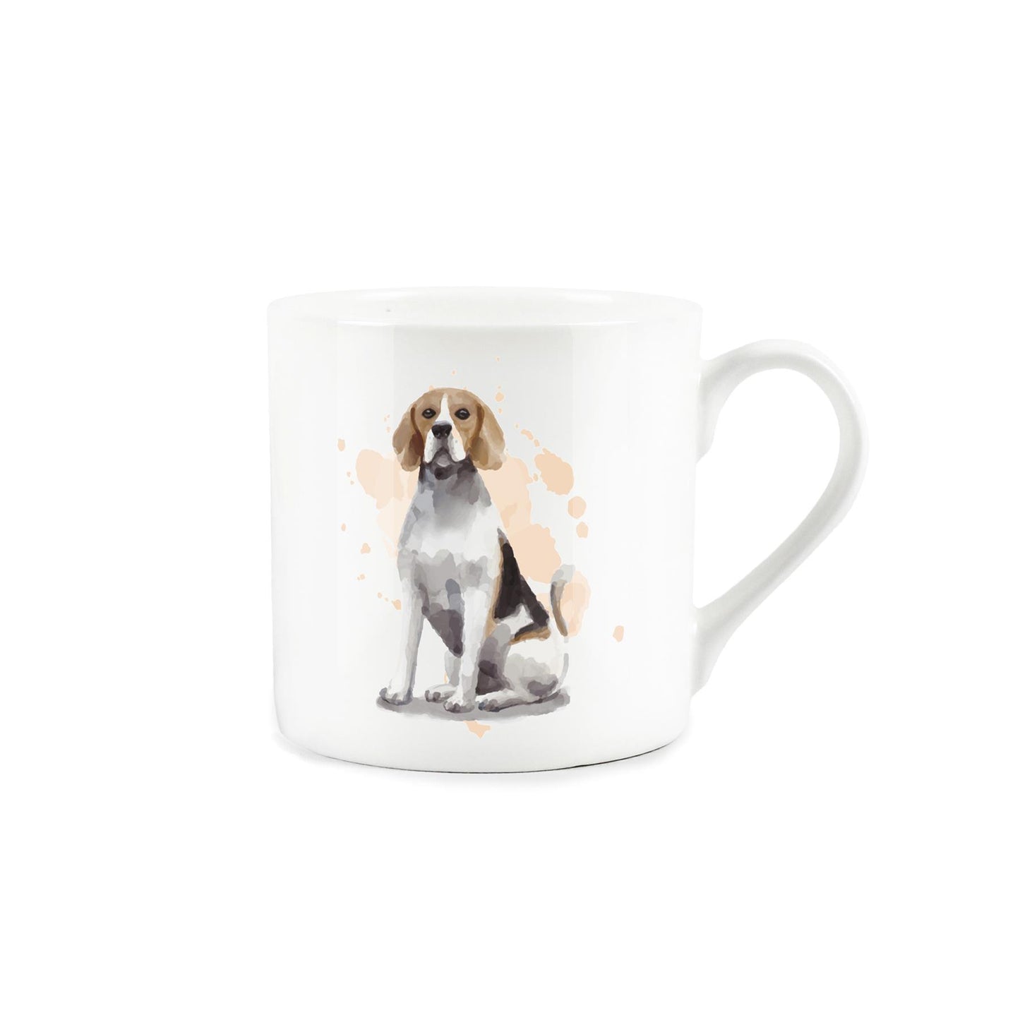 Bone China mug adorned with charming watercolour artwork of a beagle