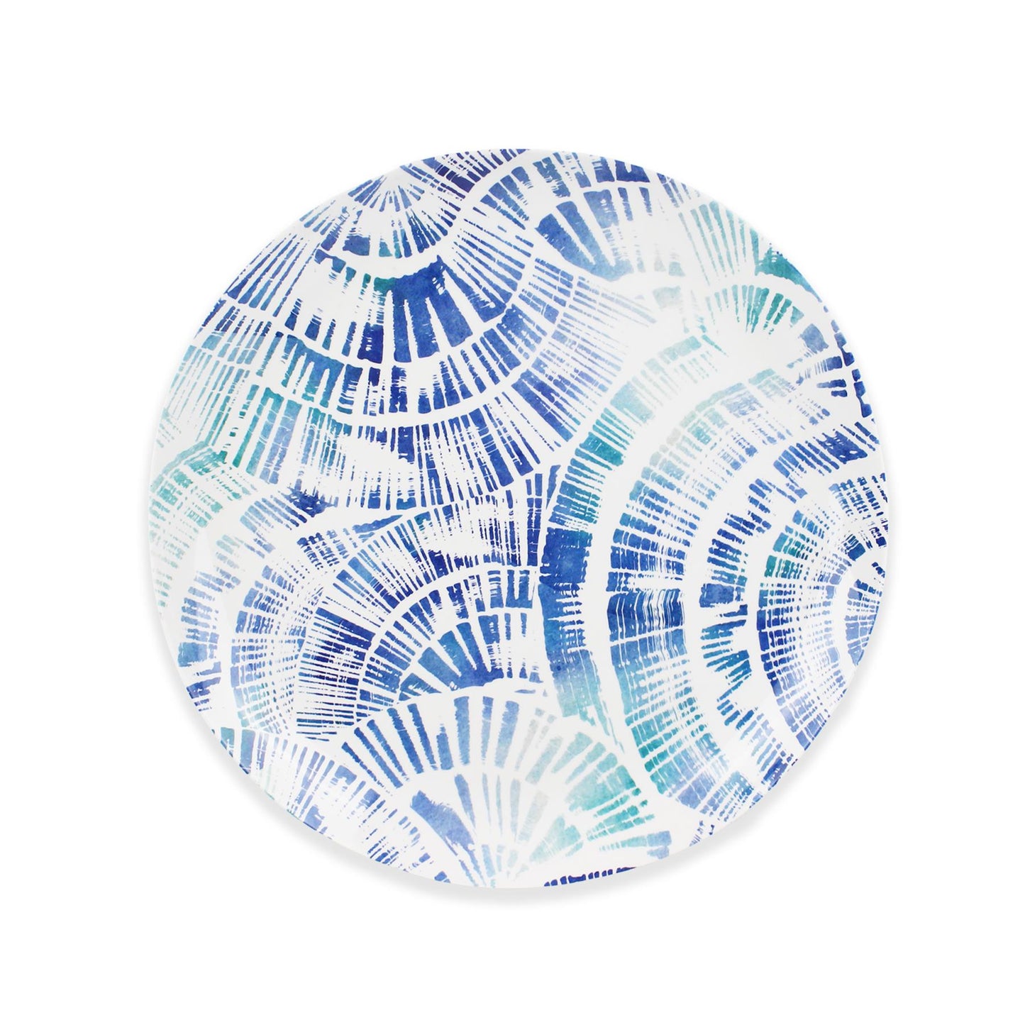 Coastal Scallops Side Plates: Elegant set of 4 melamine plates with a scallop design.