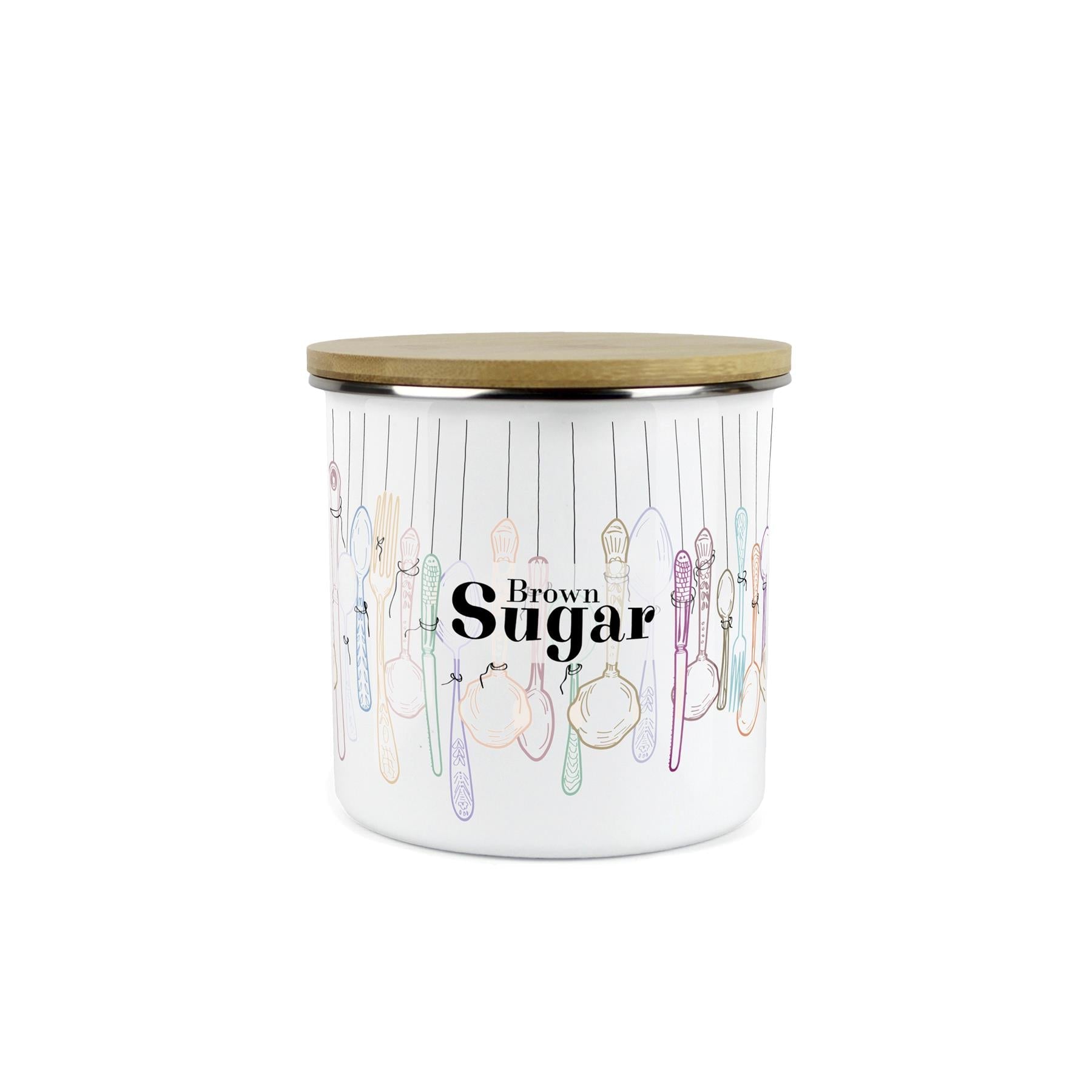 Vintage Cutlery Bread Flour Storage Canister - Enamel Kitchen Container