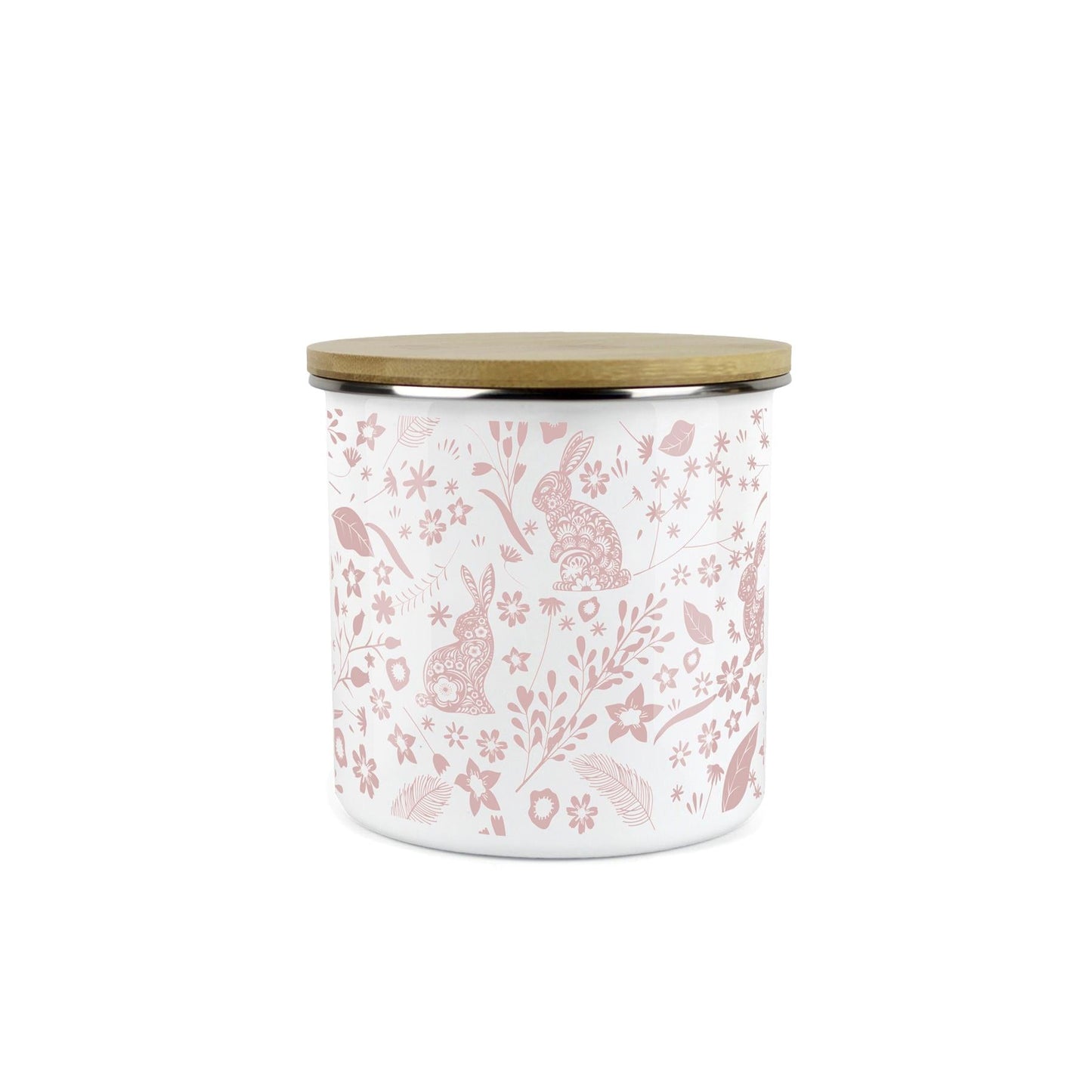 Wild Rabbits Storage Canister - Pink Enamel Food/Drink/Baking Container