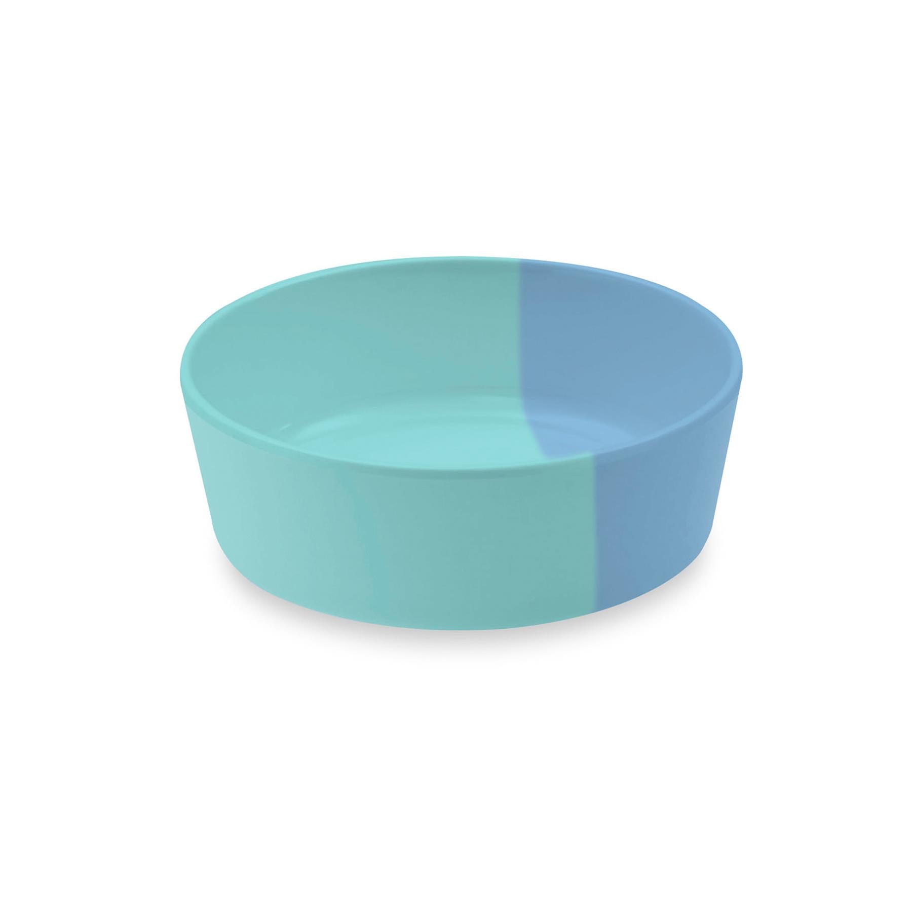 Lightweight melamine medium pet bowl with aqua & lilac split design.