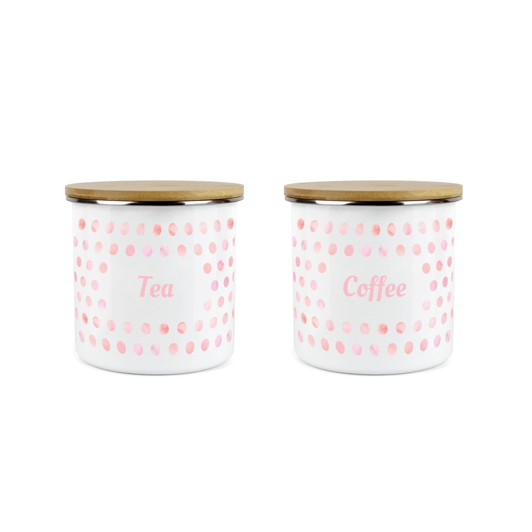 Purely Home Kitchen Polka Pink Food Storage Canister 2pc - Tea and Coffee
