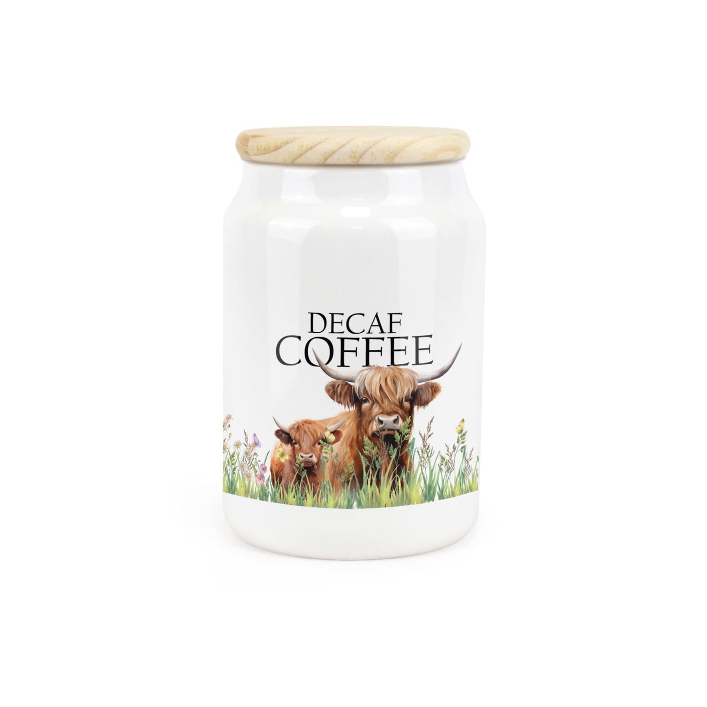 Highland Cow & Calf Ceramic Canister