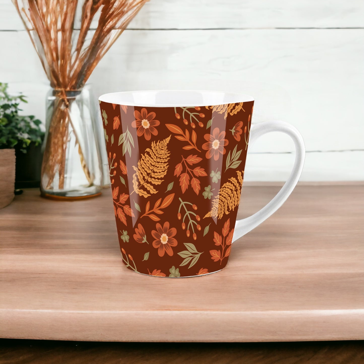 Autumn Leaves Brown Small Latte Mug