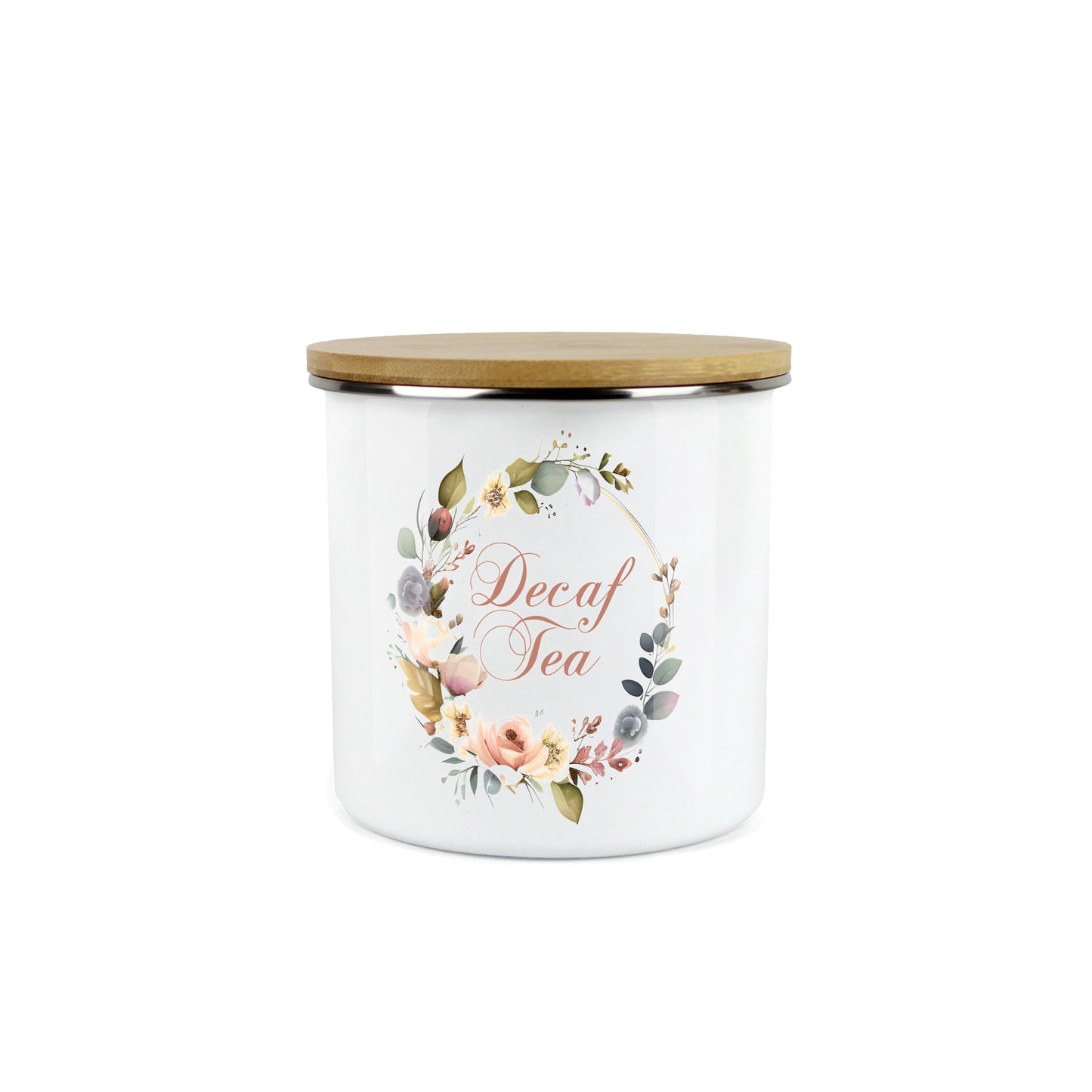 Floral Wreath Medium Enamel Canister
