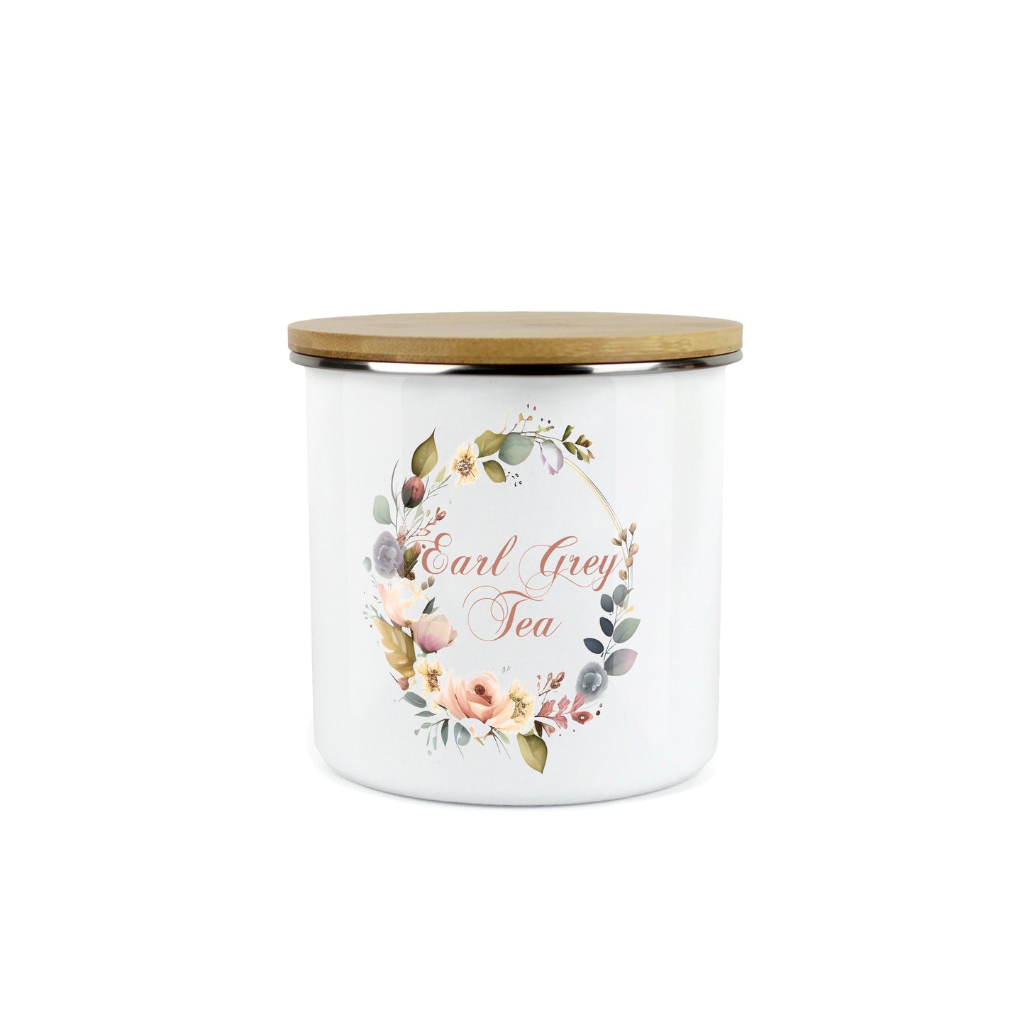 Floral Wreath Medium Enamel Canister
