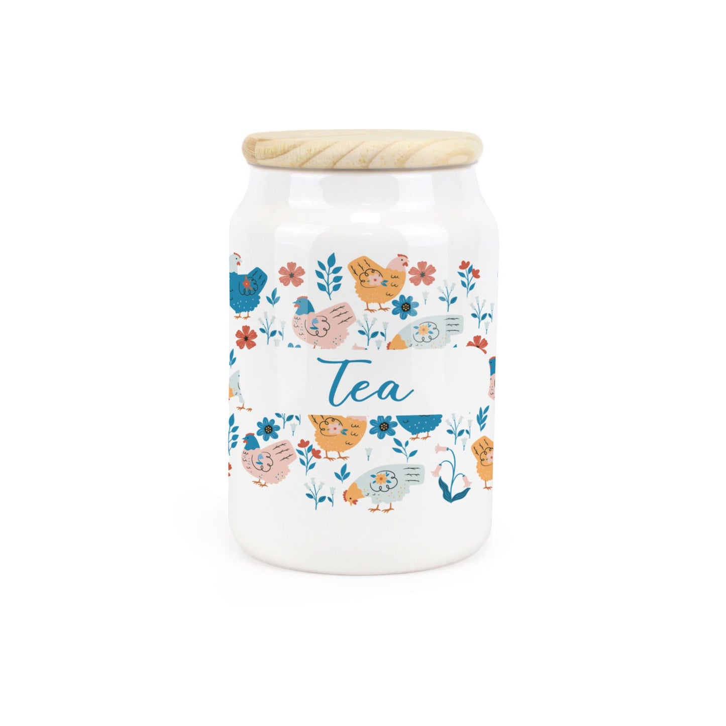 Botanical Chickens Ceramic Canister