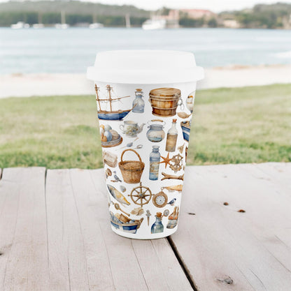 Watercolour Seaside Travel Mug