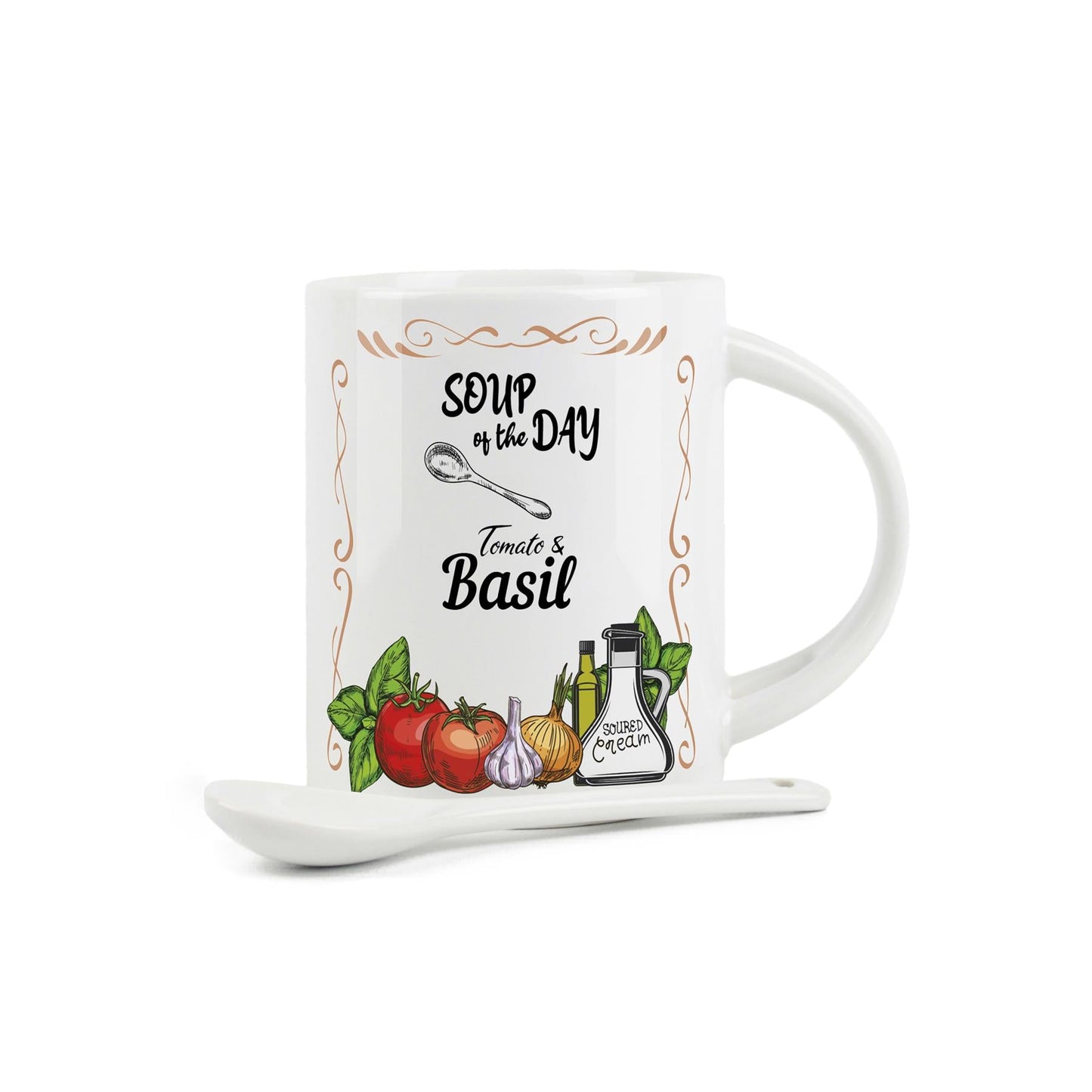 Tomato & Basil Soup Mug & Spoon Set