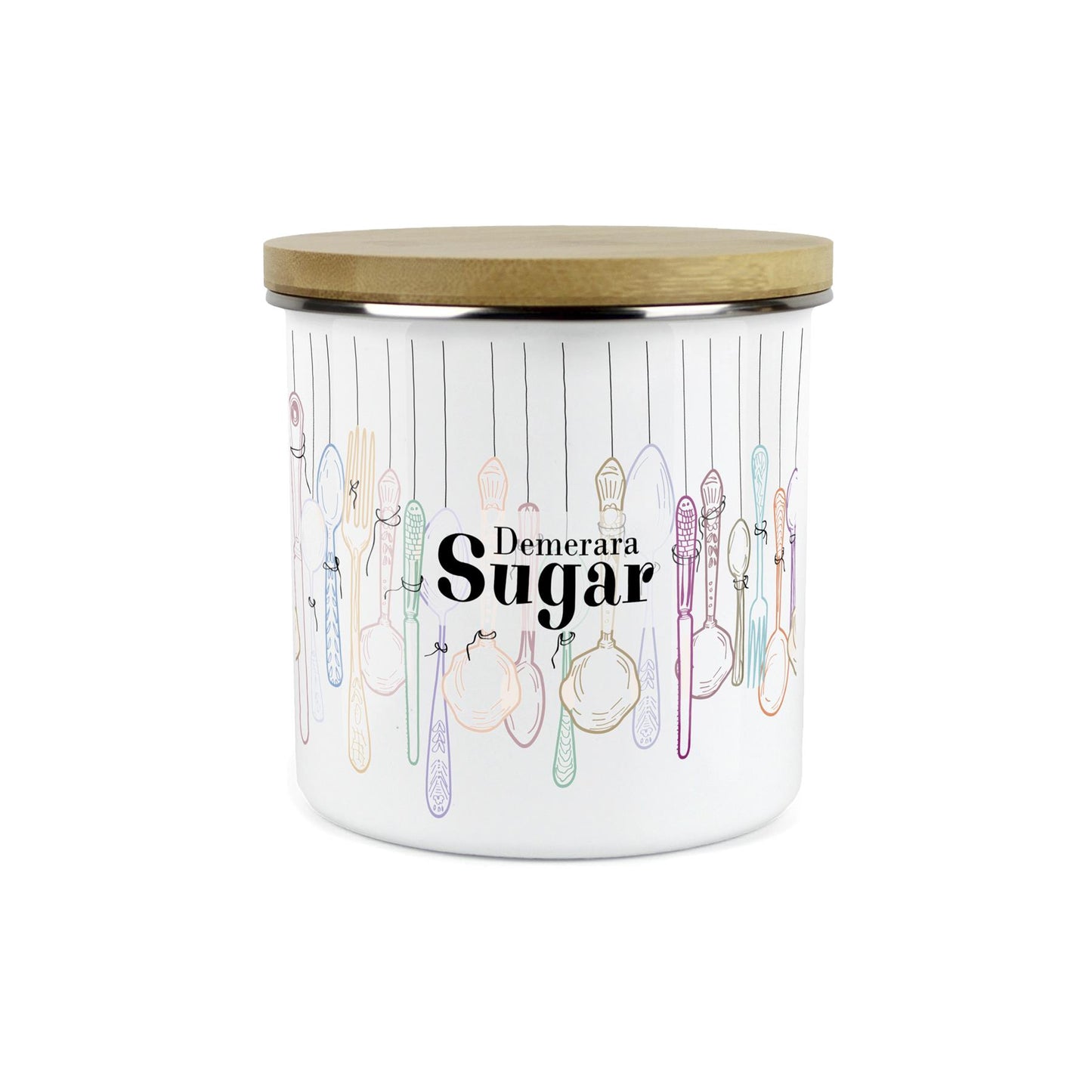 Vintage Cutlery Demerara Sugar Storage Canister - Enamel Kitchen Container