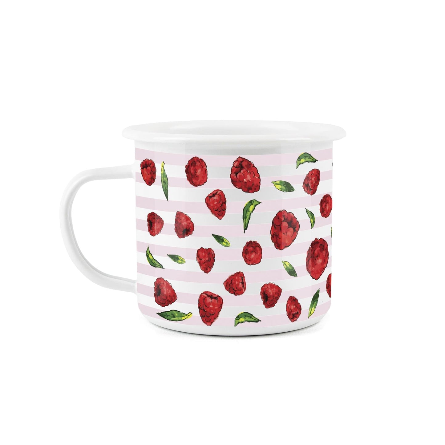 Raspberry Striped Enamel Mug