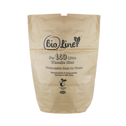 140L Paper Compostable Small Wheelie Bin Liners - Pack of 10