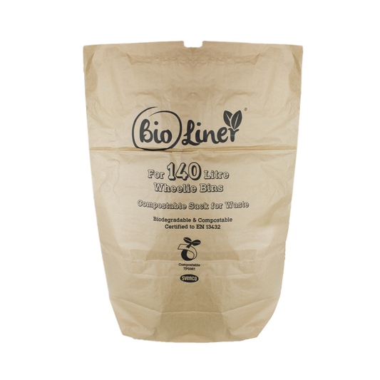 140L Paper Compostable Small Wheelie Bin Liners - Pack of 10