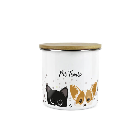 Peeping Pets Treats Medium Enamel Canister