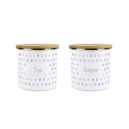 Purely Home Polka Dot Lilac 2pc Food Storage Canisters - Tea & Sugar