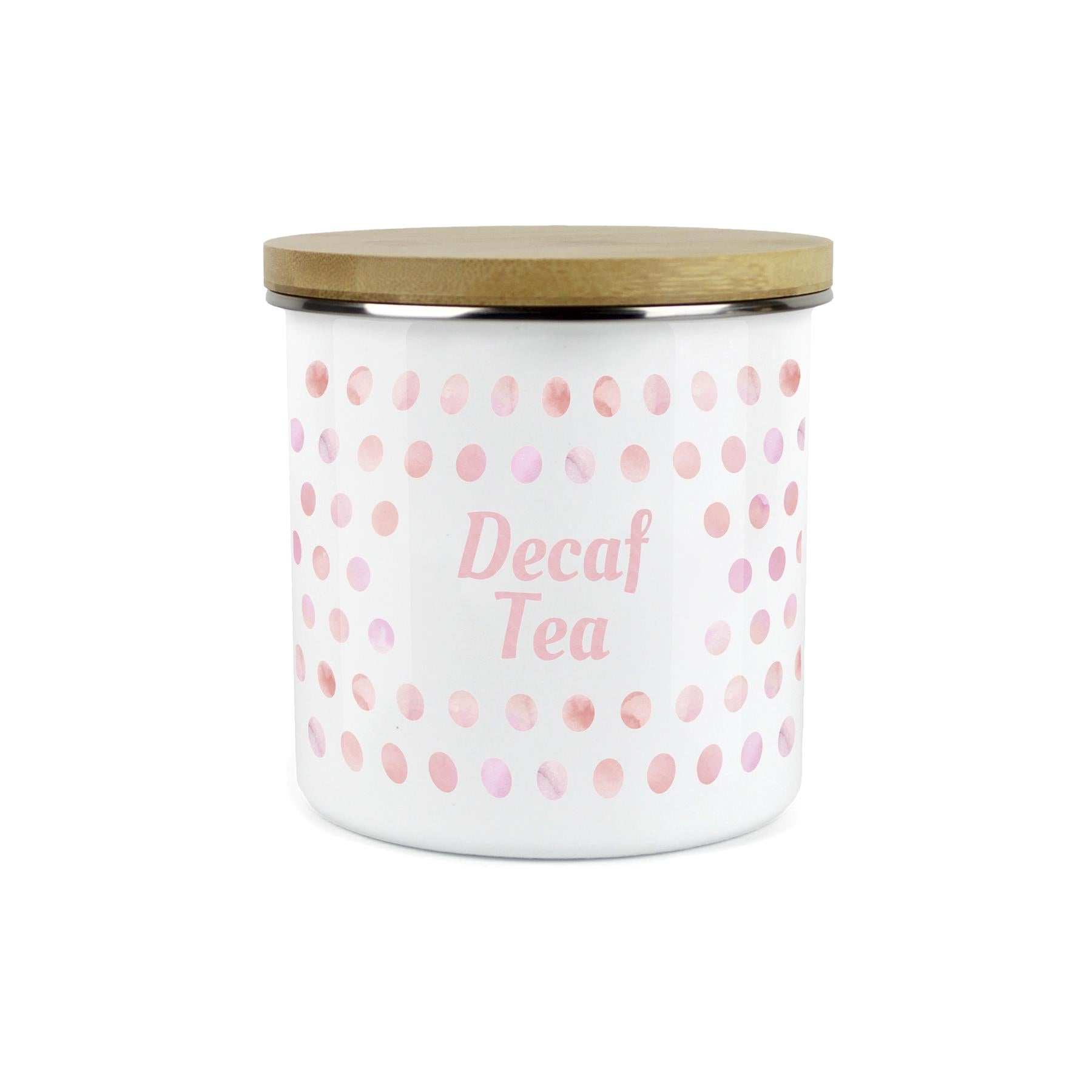 Purely Home Kitchen Polka Dot Pink Food Storage Canister - Decaf Tea