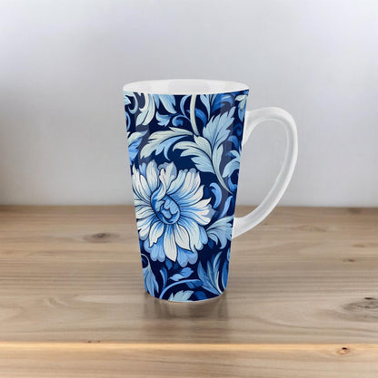 Greek Blue Floral Large Latte Mug