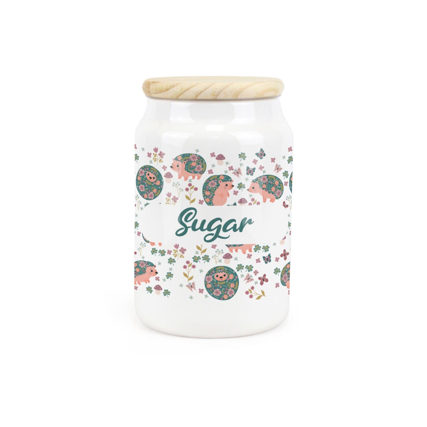 Hedgehogs & Flowers Ceramic Canister