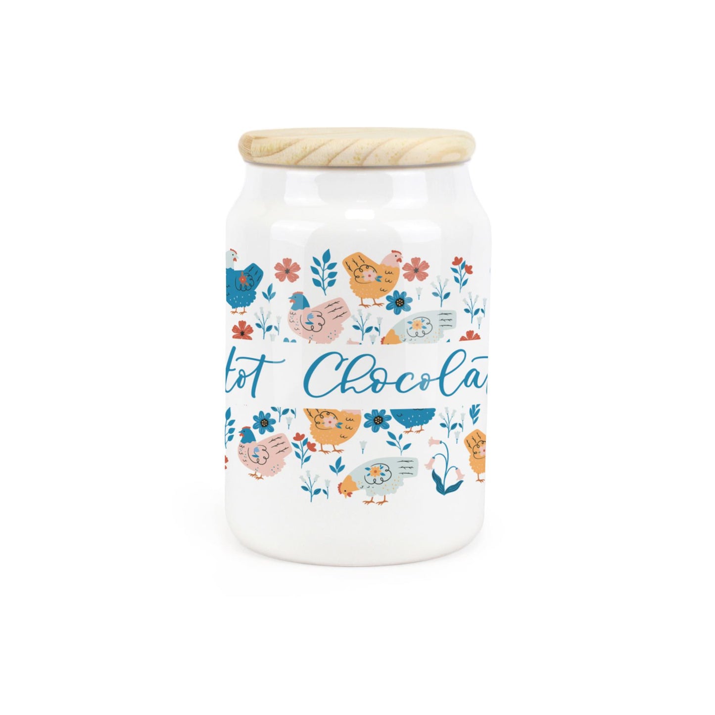 Botanical Chickens Ceramic Canister