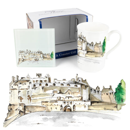 Edinburgh Castle Mug & Coaster Gift Set by Rhiannon Chauncey