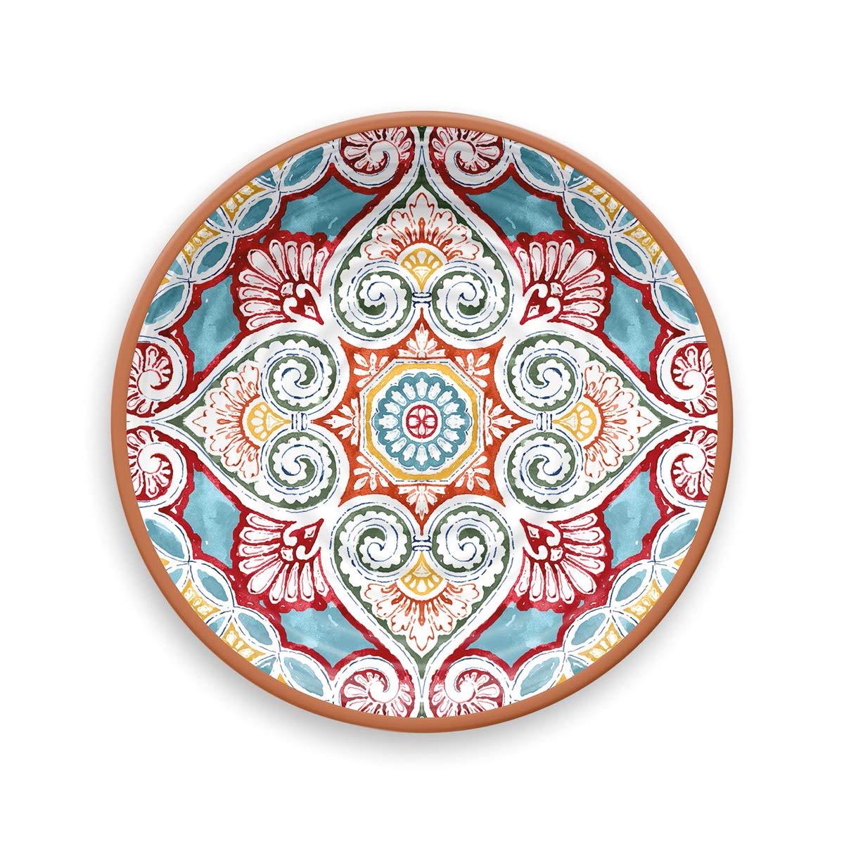 Melamine plate with colourful moroccan inspired design.