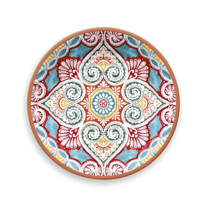 Melamine plate with colourful moroccan inspired design.