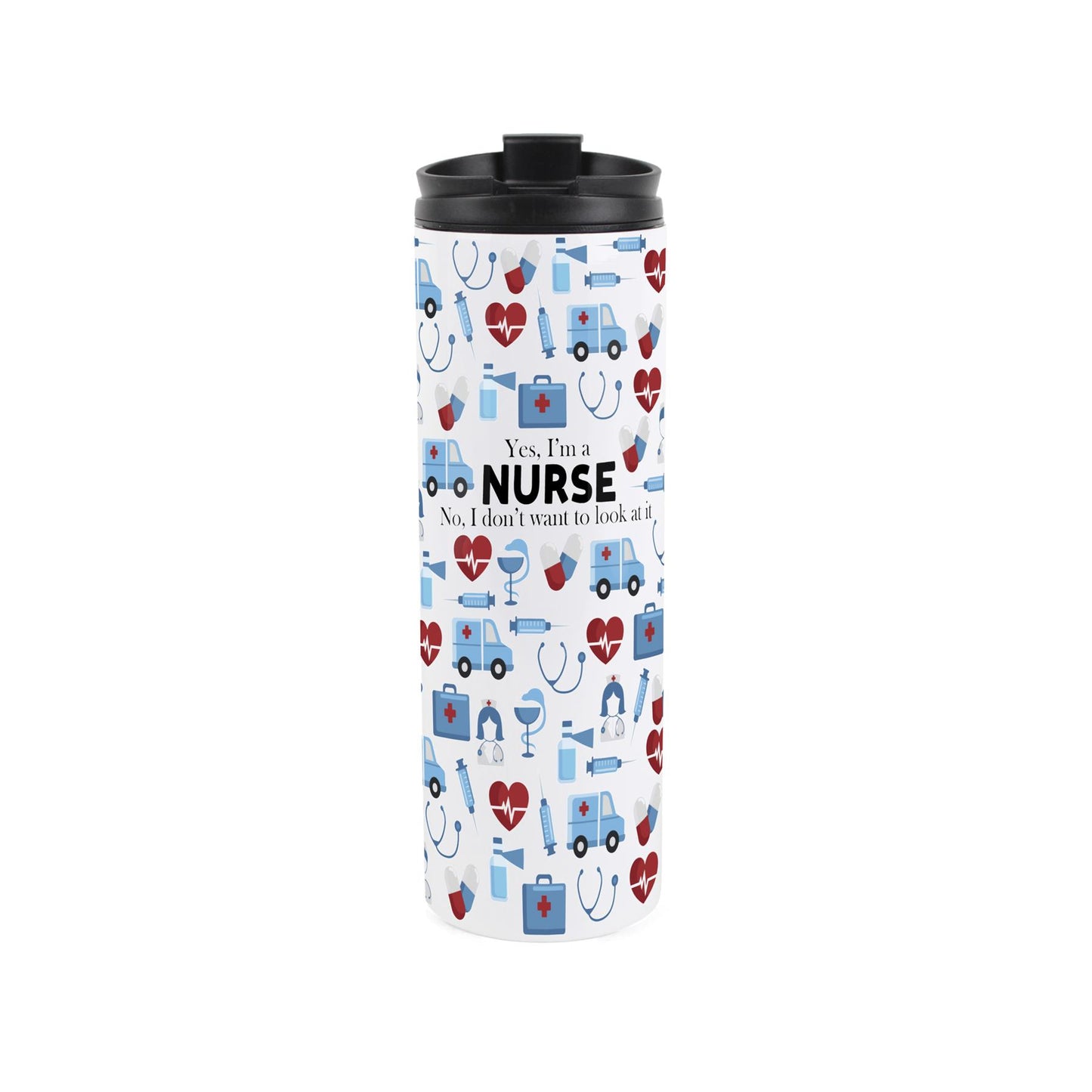 Travel mug featuring nurse pattern 