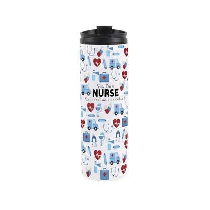Travel mug featuring nurse pattern 