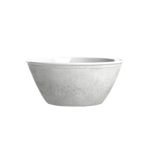 White Melamine Bowl with cracked reactive glaze finish and smooth interior
