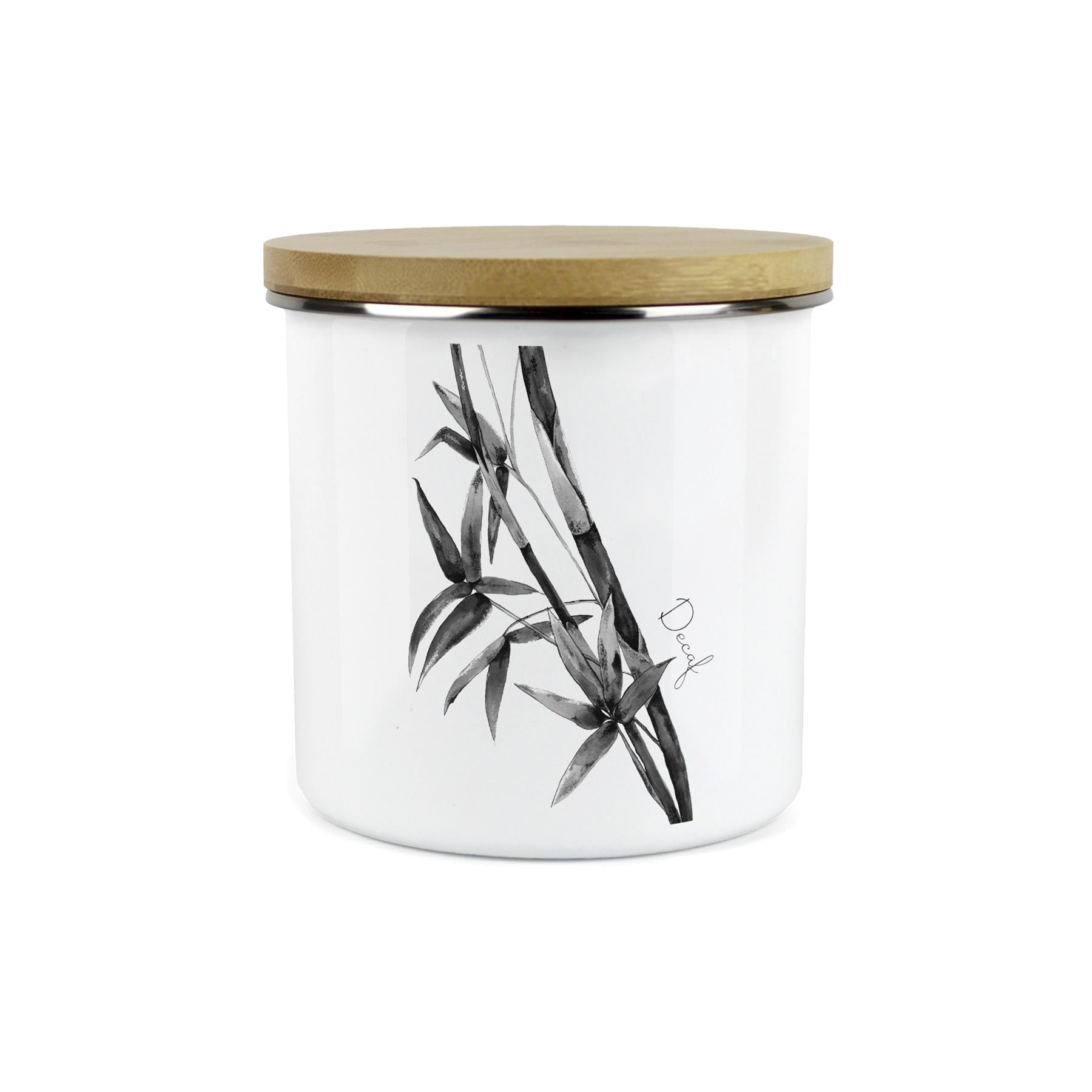 Bamboo Leaf Decaf Storage Canister - Painted Inks Kitchen Enamel Container