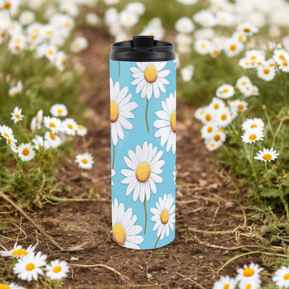 Blue Daisies Stainless Steel Flask