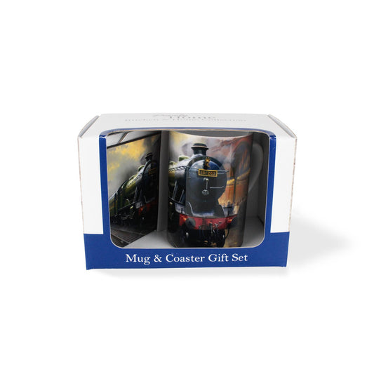 Industrial Steam Train Mug & Coaster Gift Set