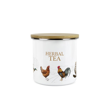 Herbal Tea Canister - Country Farm Animal Airtight Enamel Kitchen Storage Jar