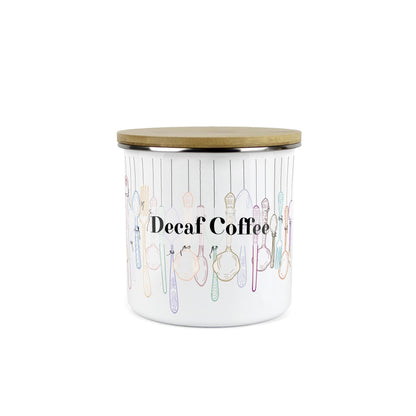 Vintage Cutlery Decaf Coffee Storage Canister - Enamel Kitchen Container